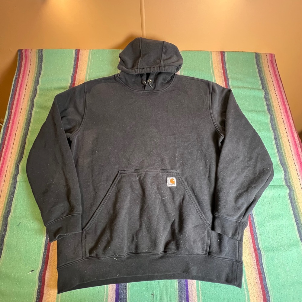 Carhartt Hoodie Mens XL Black Graphic Sleeve Original Fit K288 Work Sweatshirt